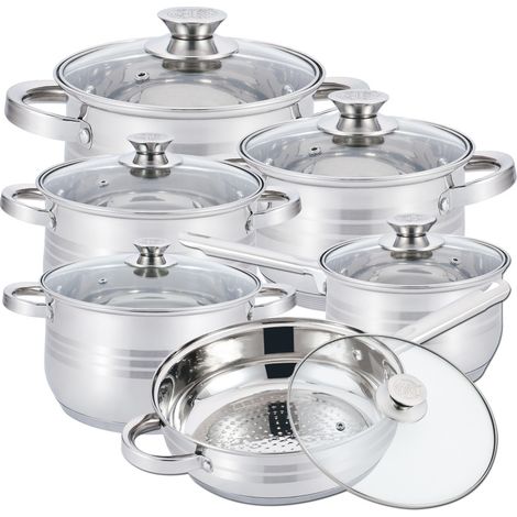 Herzberg batterie de cuisine 12 pieces en acier inoxydable (1/4)