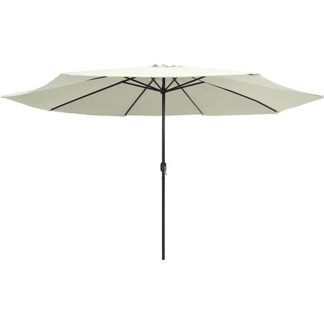 vidaXL Sombrilla de jardín con palo de metal blanco arena 390 cm (1/2)