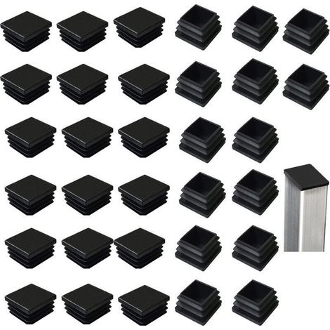 Packung mit 32 Schlitzstopfen für 40 x 40 mm Vierkantrohre, schwarze Kunststoff-Vierkantstopfen für Metallprodukte/Stühle/Sofas/Tische (1/5)
