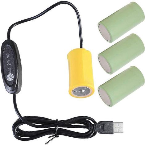 USB-Stromwandlerkabel 5V auf 3V, 4,5V, 6V, LR20 D-Batterieersatz