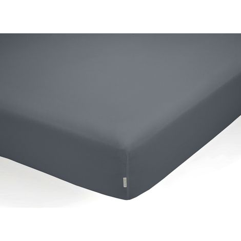 Sábana bajera ajustable de algodón orgánico color ceniza. Cama de 90 cm. (1/2)