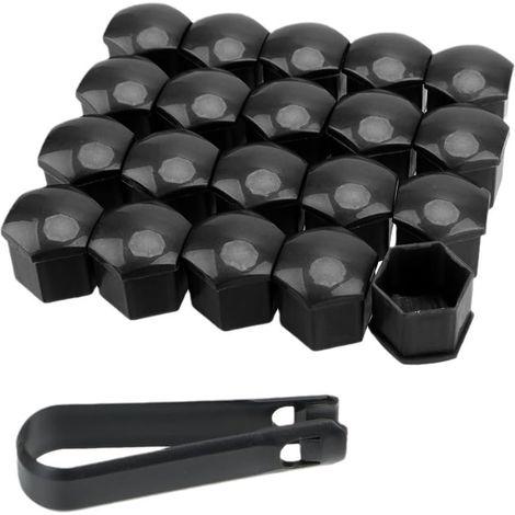 caches écrous de Roue 19 mm Noirs Capuchons boulons de Roue avec Outil d’Extraction Protection Anti-Rouille Voiture (1/5)
