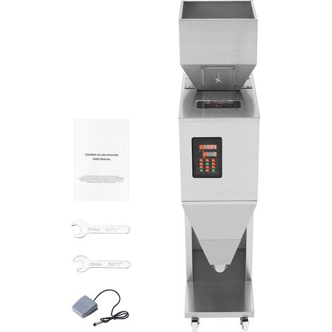 Mophorn Automatische Partikelfüllmaschine, 20–3000 g (0,044–6,6 lbs), Wiegefüller aus Edelstahl mit Fußpedal für Bohnen, Samen, Körner, Tee