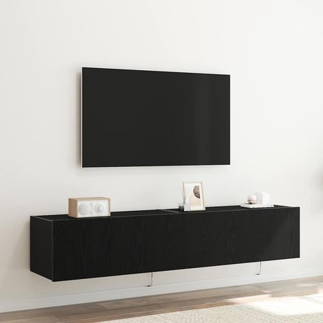 TV-Wandschrank 2 pcs Schwarz Eichen-Optik 80 x 35 x 31 cm