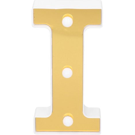 Veilleuse lumineuse LED dorée avec lettres, blanc chaud, idéale pour la décoration de chambre ou de mariage. (1/5)