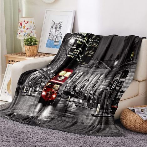 London City bedruckte Kuscheldecke, weicher und warmer Flanell, Reisedecke/Decke für Erwachsene/Kinder, Maße 150 x 200 cm, Nachtansicht