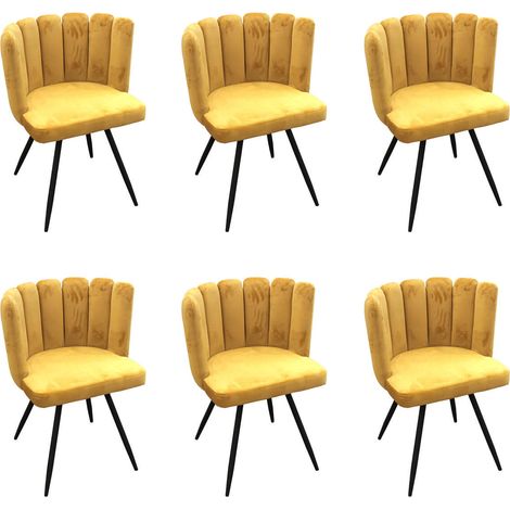 CHARLOTTE - Lot de 6 Chaises Velours Jaune (1/5)