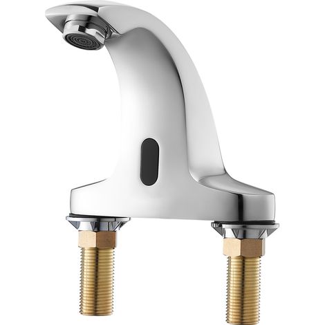 Mophorn Touchless Bathroom Sink Faucet, Automatic Motion Sensor Faucet for Cold Water with Hole Cover Plate, Battery Powered for 9.5 mm Pipe, Chrome Finish (1/5)