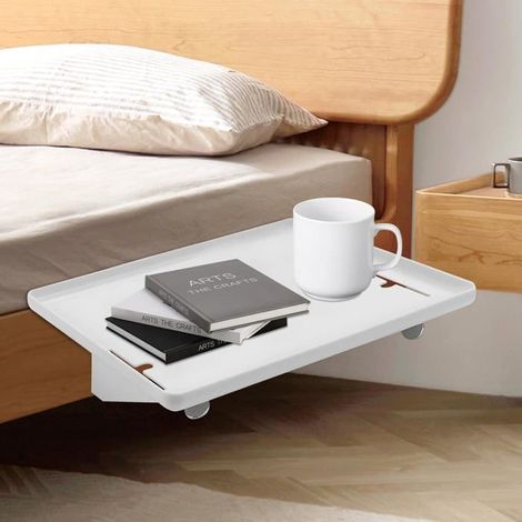 Table De Chevet À Pince Blanche,Étagère De Lit 32×23,3×5,3Cm En Abs,Compatible Avec Lits Superposés,Organiseur De Lit À Pinc[CA51] (1/5)