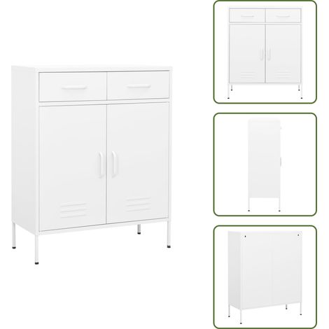 Armadio con mensola - vidaXL Armadietto Bianco 80x35x101,5 cm in Acciaio - Armadio con guide a sfera