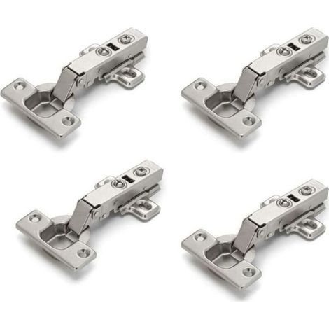 Set mit 4 Scharnieren für Schranktüren, Möbeltüren, gebogene Ecken, sanft schließend, keine Nut erforderlich, einfache Montage (1/5)