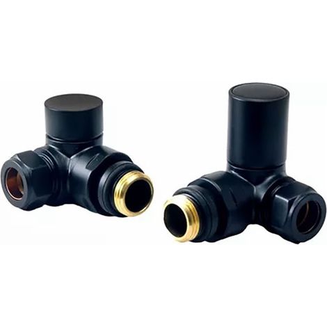Heatwave Round Black Corner Radiator Valves Pair (1/2)