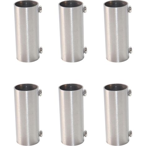 Lot de 6 raccords de tuyau droits en acier inoxydable, 22 mm de diamètre, 60 mm de long, connecteurs de tige de tuyau à 2 voies pour balustrade, racks, tiges de suspension, clôture (1/5)