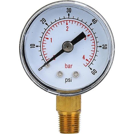 Mechanisches Manometer mit 1/8-Zoll-BSPT-Bodenanschluss für Luft, Öl und Wasser (0-60 psi 0-4 bar)
