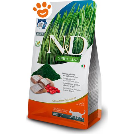 Farmina Cat N&D Spirulina Adult Aringa - Sacco 300 Gr - Cibo Secco Gatti
