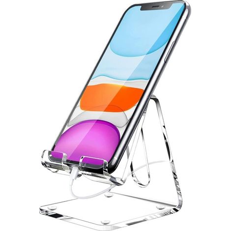 Supporto per telefono, accessori da scrivania - supporto per telefono in acrilico trasparente, per iPhone e telefoni da 4-8 pollici. Adatto per iPhone e telefoni da 4-8 pollici. (1/4)