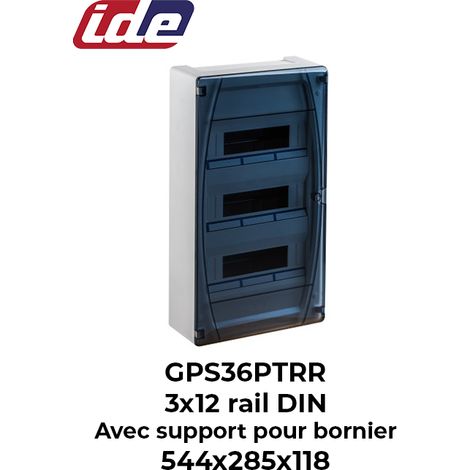 Coffret de distribution GOLD IP40 3x12 modules porte transparente