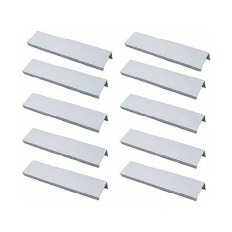 Pair Poignée de meuble de cuisine à 10 profils – Poignée invisible, poignée de meuble brossée, poignée de meuble en alliage d'aluminium argenté, entraxe 96 mm (1/4)