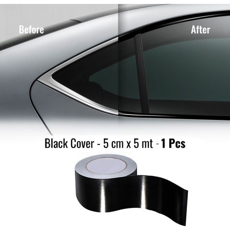 Black Cover Strisce Adesive Nero Lucido per Wrapping Cromature Auto - Confezione: 1 PEZZO