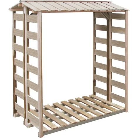 Abri de stockage de bois de chauffage, 150x90x176 cm, en pin imprégné. (1/4)
