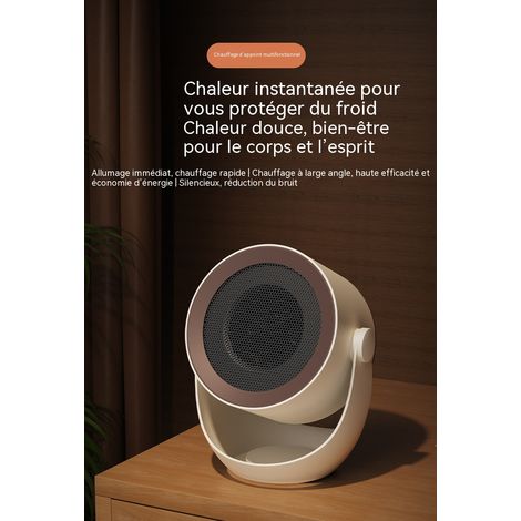 Chauffage soufflant compact 220V à chauffe rapide, radiateur portable pour bureau, chambre et dortoir, pose sur table ou fixation murale (1/4)