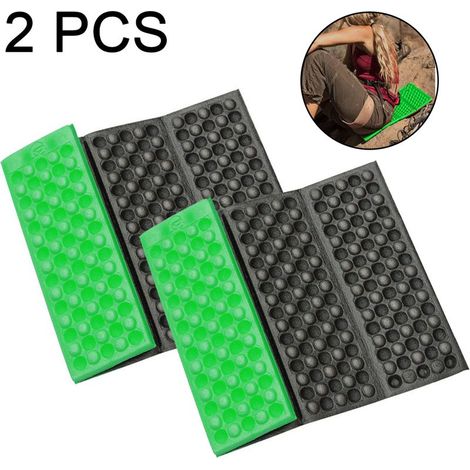 Lot de 2 tapis de sol en mousse XPE imperméable pour le camping, les pique-niques, la randonnée, le trekking, l'alpinisme et le trekking. Coloris vert pomme et noir. (1/5)