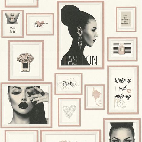 Graphic wallpaper wall Profhome 369183 non-woven wallpaper slightly textured design matt pink black white 5.33 m2 (57 ft2) (1/5)