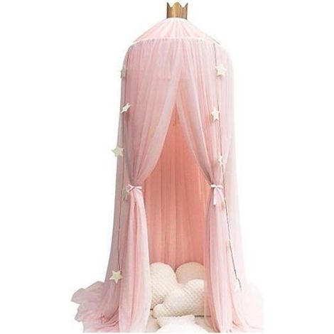 Moustiquaire (Ciel de lit) - Tente de dôme étoilée - Rose - Diamètre 60 cm - Longueur 240 cm
