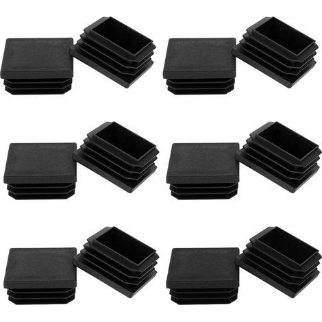 Set mit 12 schwarzen, quadratischen Kunststoff-Endkappen (40 x 40 mm), geschlitzte Endkappen für Vierkantrohre, schwarze Kunststoff-Rohrendkappen/Fußkappen für Stühle, Tische und Regale.