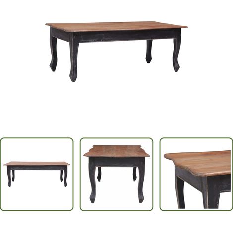Table de salon en bois - Table basse Noir 120x60x45 cm Bois d'acajou massif (1/5)