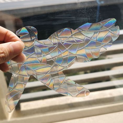Lot de 11 attrape-soleil, prisme de projection arc-en-ciel, autocollant statique en verre, protection contre les collisions d'oiseaux, autocollant pour fenêtre RPS023B, petit oiseau, taille unique (1/5)