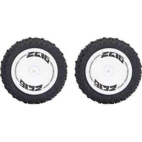 Lot de 2 pneus avant de rechange en plastique et caoutchouc pour voiture télécommandée WLtoys 1/12 (réf. 124007), noir et blanc. (1/5)