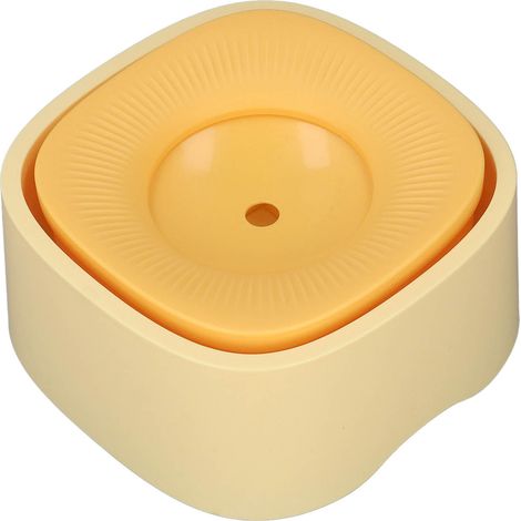 Schwimmender Napf für Hunde und Katzen, auslaufsicher, automatischer Wasserspender, ABS, quadratisch, gelb. (1/5)