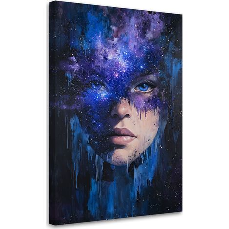 Quadro su tela, Volto di donna Astratto a tema spaziale - 40x60 (1/3)