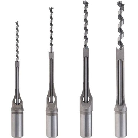 4pcs Kit de Forets à Trou Carré pour Travail du Bois, Ensemble de Ciseaux à Mortaiser en Bois 6,4mm / 8mm / 9,5mm / 12,7mm pour Charpenterie Construction Décoration Industrie (1/5)