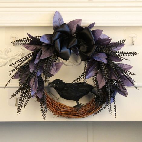 Guirlande Halloween - Guirlande Artificielle Noire 40 cm - Décoration Porte Intérieure Extérieure - 1 Pièce (1/5)