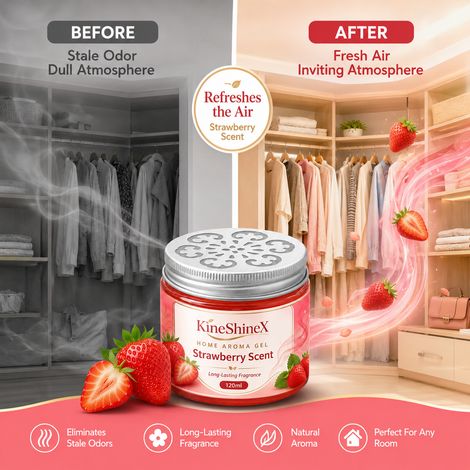 KineShineX Erdbeerduft Gel-Feststoff für den Haushalt – Langanhaltender fruchtiger Duft, beseitigt Gerüche in Schlafzimmern und Badezimmern (1/5)