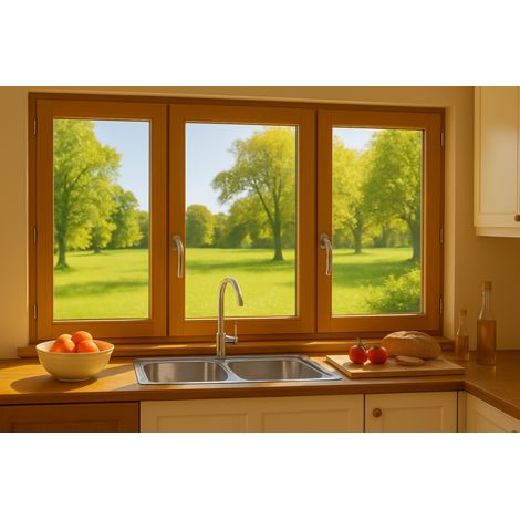 Finestra a 3 pannelli in legno Altezza 125 X Larghezza 180 (dimensioni del tavolo)