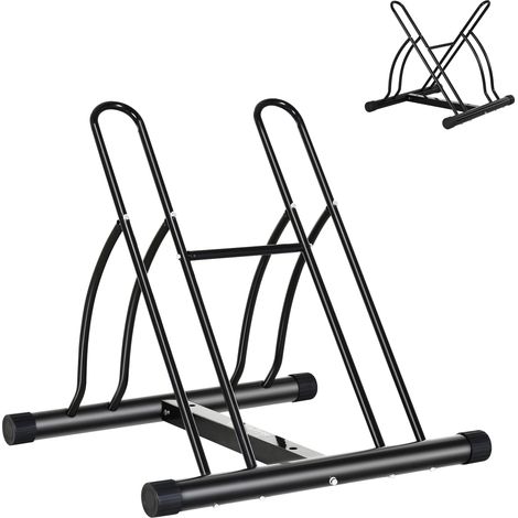 Homcom – Râtelier pour 2 vélos – Acier époxy anticorrosion – Dimensions 54x60x57cm – Installation au sol modulable – Largeur pneu 6,5cm