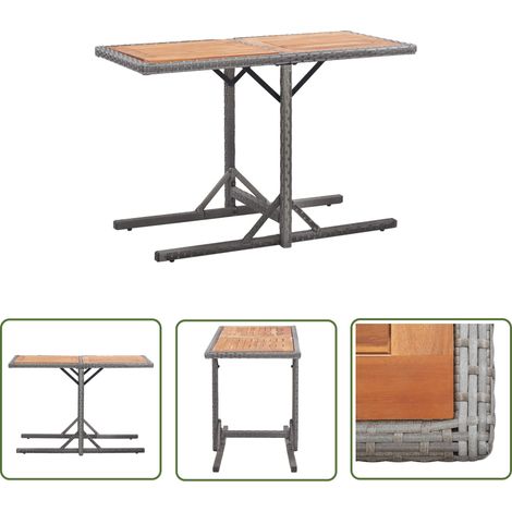 SKM Table de jardin Anthracite Résine tressée et bois d'acacia (1/5)