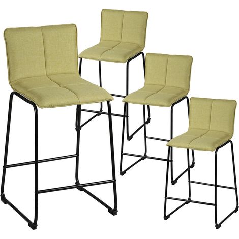 TEODORE - Lot de 4 Tabourets de Bar Tissu Vert (1/3)