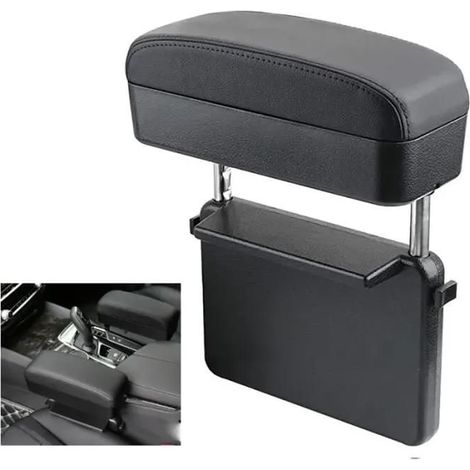 Accoudoir de console centrale - Universel - Cuir PU - Réglable en hauteur - Noir