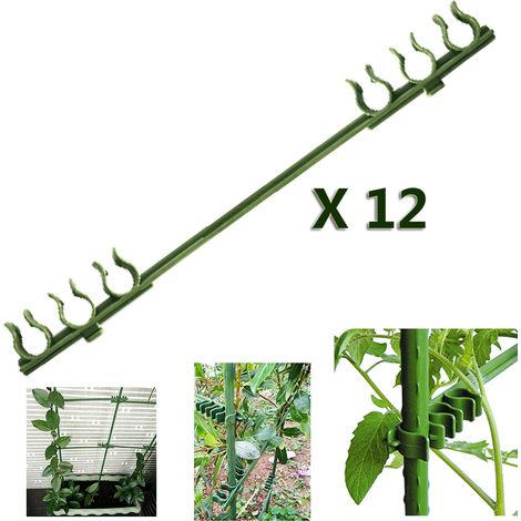Clips universales de plástico para invernaderos – conectores para jaulas de tomates – 12 unidades (1/2)