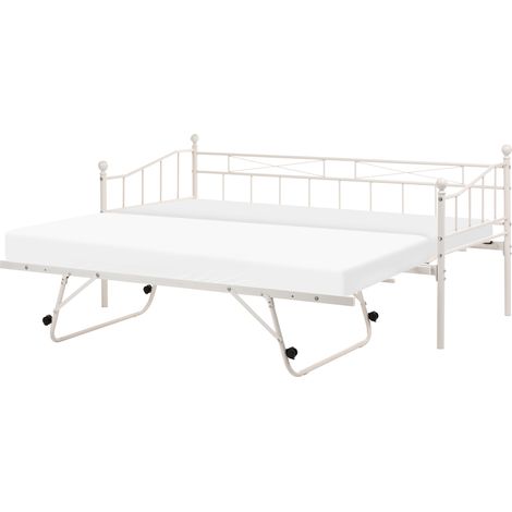 Cama nido individual de metal 90 x 200 cm con cama extra beige Louannec (1/5)