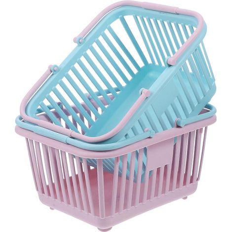 Lot de 2 paniers de courses pour supermarché, jouets et autres articles de rangement, panier à main (1/4)