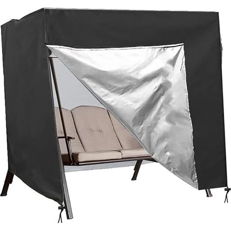 Housse de protection d'extérieur Balancelle Jardin 3 Places 220x125x175cm Noir (1/5)