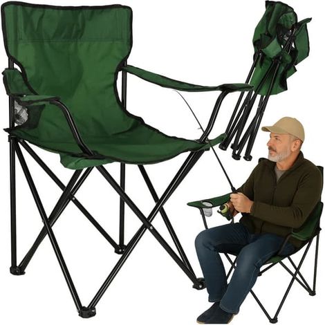 Chaise de camping / chaise de pêche - Pliable - Verte (1/5)