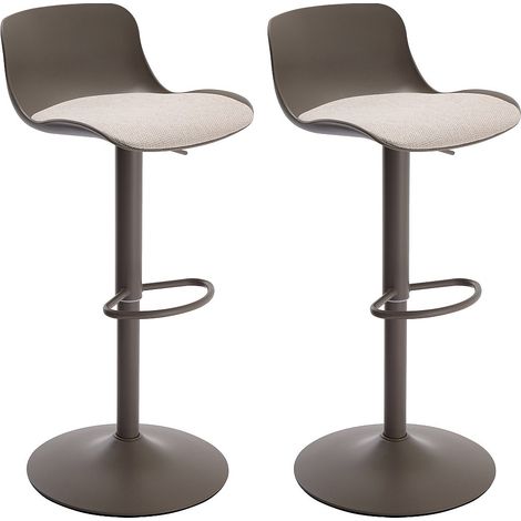 Lot de 2 tabourets de bar en polypropylène, tissu texturé et métal - Taupe et beige - DORELIO (1/4)