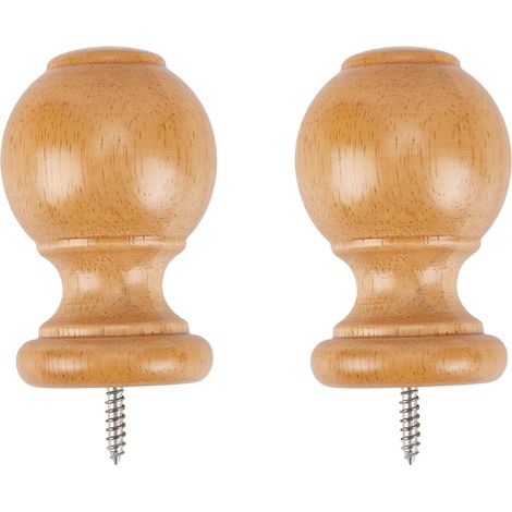Embout de Tringle à Rideaux en Bois 2 pièce pour Fenêtre Embout Décoratif Rond pour Tringle à Rideaux avec Vis Embouts Décoratifs Vintage en Bois pour Poteau de Lit (1/5)