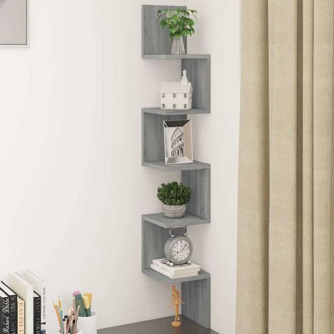 vidaXL Mensola Angolare Grigio Sonoma 20x20x127,5 cm Truciolato (1/5)